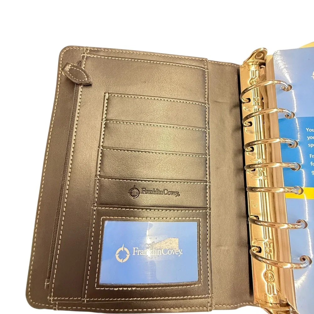 Franklin Covey Faux Leather Planner Organizer Tabs‎ and Pockets Black